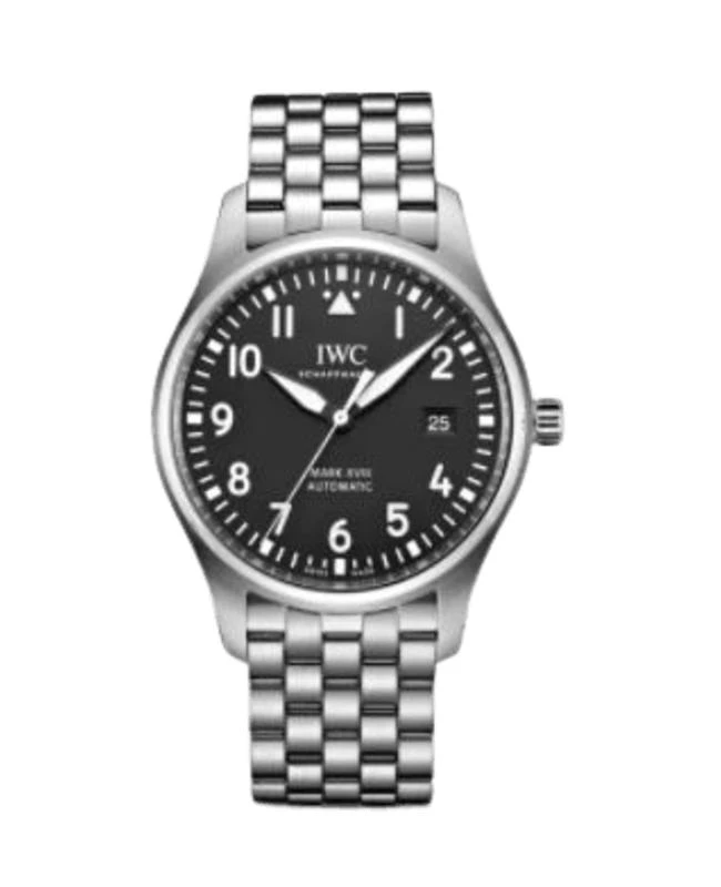 商品IWC Schaffhausen|IWC Pilot&apos;s Mark XVIII Black Dial Stainless Steel Men&apos;s Watch IW327015,价格¥40015,第1张图片