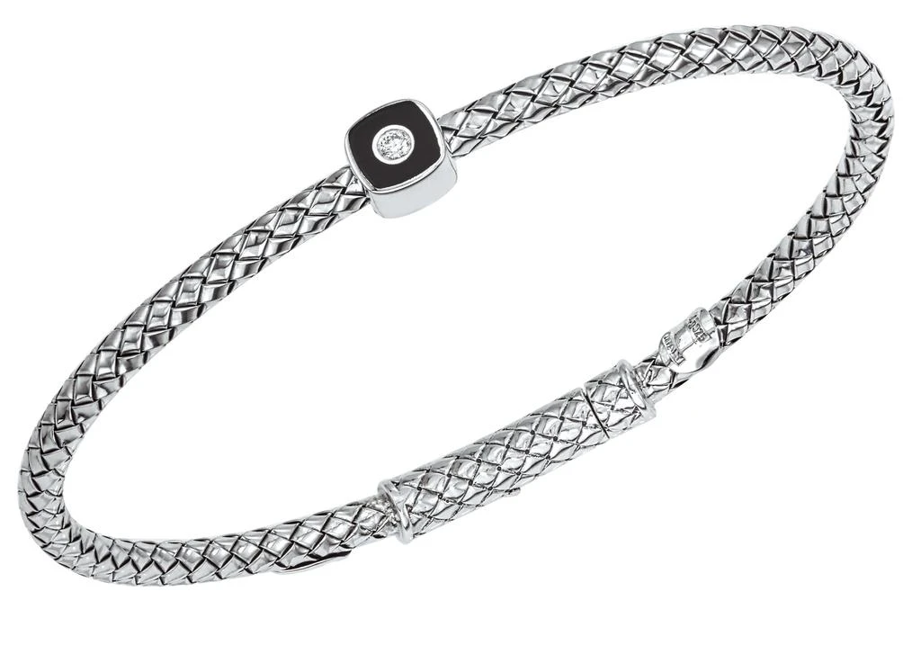 商品Alisa|Alisa Women's Sterling Silver & Black Enamel Bracelet,价格¥1491,第1张图片