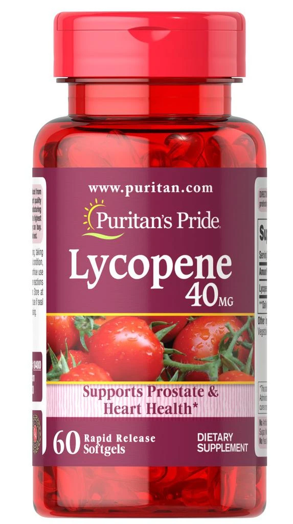 商品Puritan's Pride|番茄红素胶囊40mg 高含量提升精力 男性保健 60粒/瓶,价格¥348,第1张图片