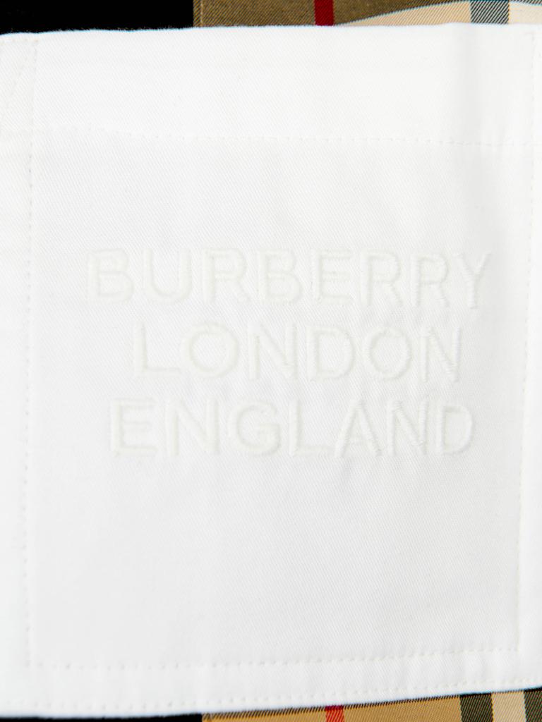 Burberry Black Boys Cotton Check Strip Polo Shirt商品第3张图片规格展示