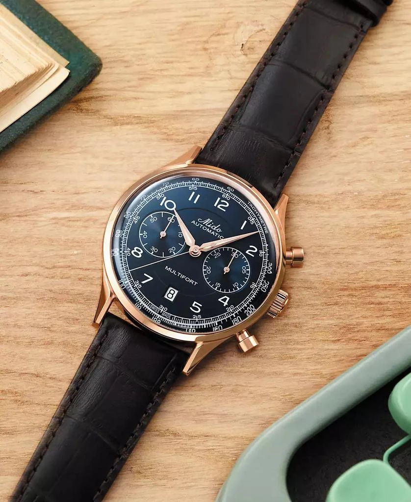 Men's Swiss Automatic Chronograph Multifort Brown Leather Strap Watch 42mm 商品