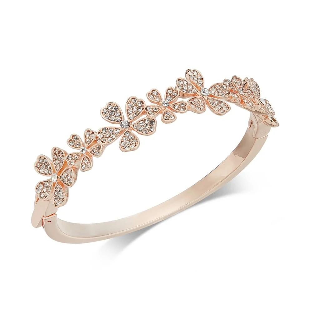 商品Charter Club|Rose Gold-Tone Crystal Flower Bangle Bracelet, Created for Macy's,价格¥66,第1张图片
