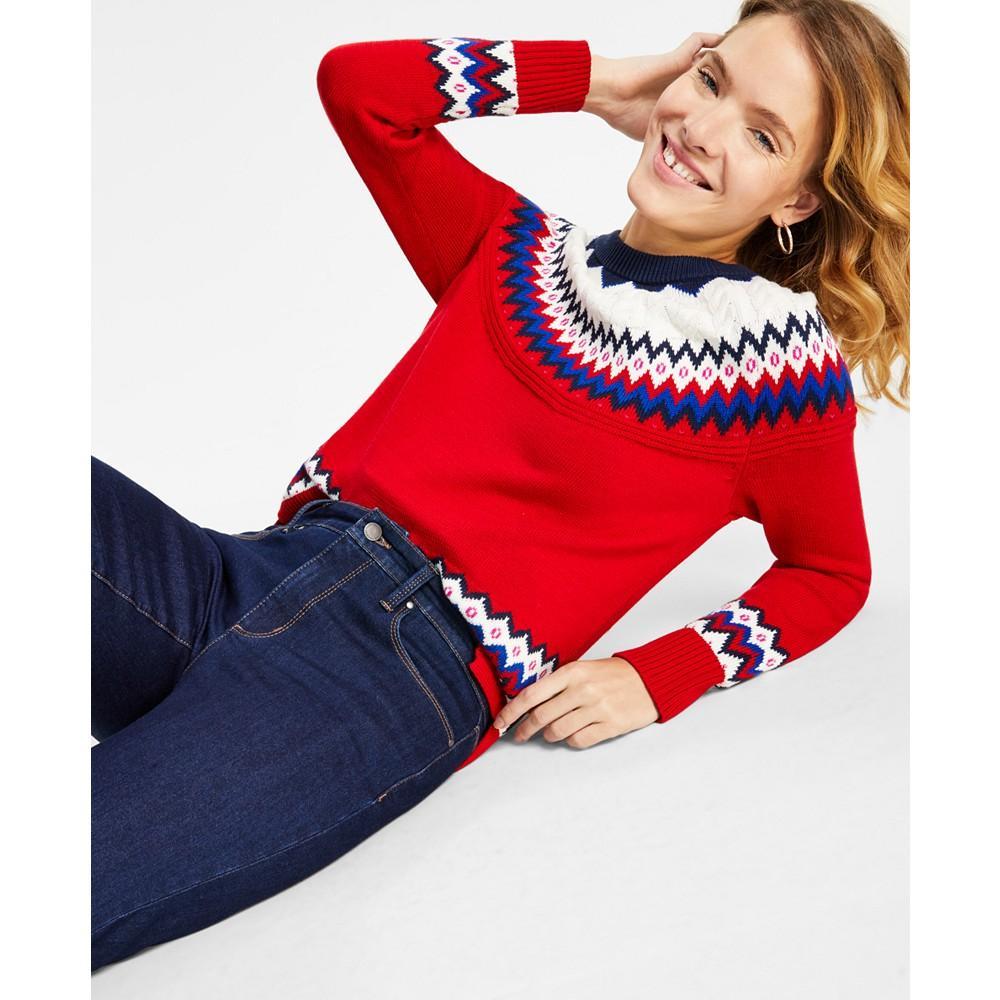 商品Charter Club|Petite Multicolor Fair Isle Sweater, Created for Macy's,价格¥166,第5张图片详细描述