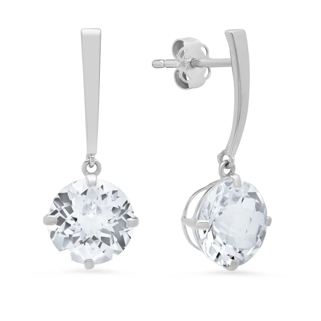 商品MAX + STONE|14k White Gold Solitaire Round-Cut Gemstone Drop Earrings (8mm),价格¥1028,第1张图片