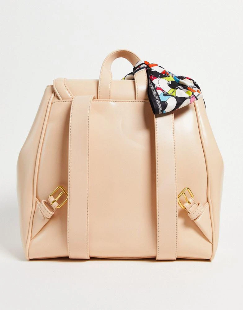 商品Moschino|Love Moschino scarf detail backpack in beige,价格¥1259,第4张图片详细描述