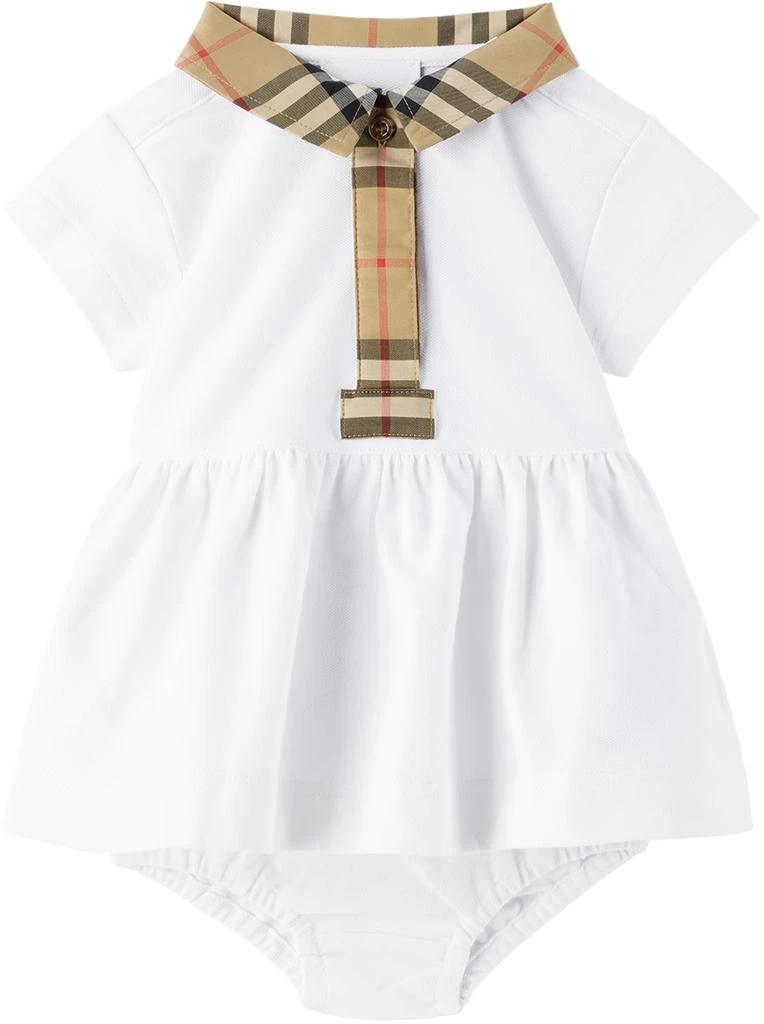 商品Burberry|白色格纹婴儿连衣裙 & 短裤套装,价格¥1979,第1张图片