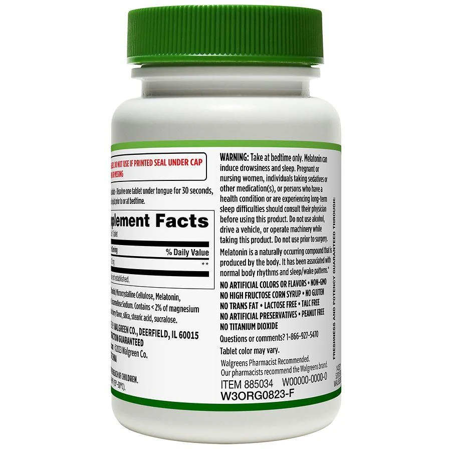 商品Walgreens|Dye-Free Melatonin 12mg Tablets,价格¥103,第2张图片详细描述