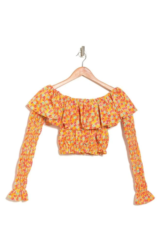 商品CAROLINE CONSTAS|Lydia Floral Ruffle Long Sleeve Crop Top,价格¥920,第3张图片详细描述
