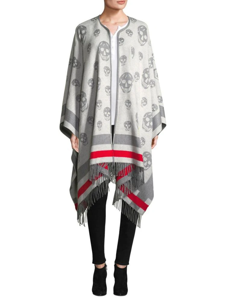 商品Alexander McQueen|Big Skull Printed Fringed Cape,价格¥5737,第2张图片详细描述