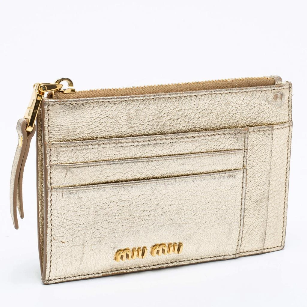 商品[二手商品] Miu Miu|Miu Miu Metallic Gold Leather Madras Card Holder,价格¥1284,第4张图片详细描述