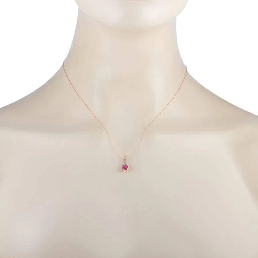 商品LB Exclusive|14K Rose Gold 0.09 ct Diamond and Ruby Pendant Necklace,价格¥1971,第2张图片详细描述