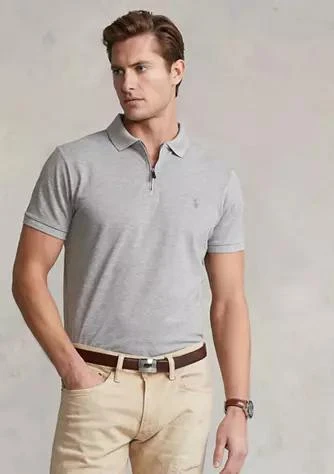 商品Ralph Lauren|Ralph Lauren Classic Fit Stretch Mesh Zip Polo Shirt,价格¥468,第1张图片