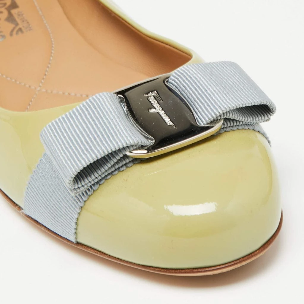 Salvatore Ferragamo Green Patent Leather Bow Varina Ballet Flats Size 38 商品