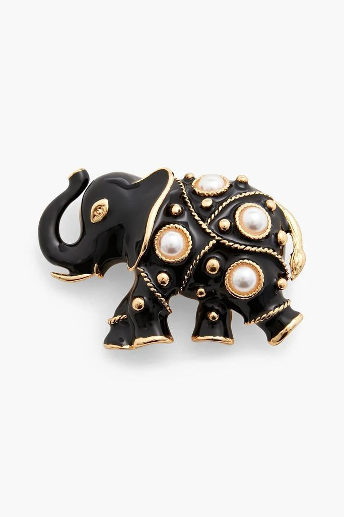 商品Kenneth Jay Lane|Gold-tone, enamel and faux pearl brooch,价格¥224,第1张图片