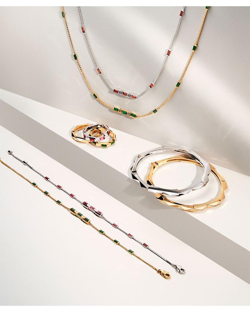 18K White Gold Link to Love Rubellite Box Link Collar Necklace, 16.5-17.5"商品第2张图片规格展示