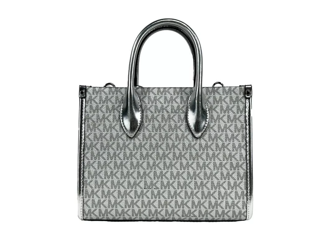 商品Michael Kors|Michael Kors Mirella Signature Small Top Zip Tote Bag Silver,价格¥2204,第3张图片详细描述