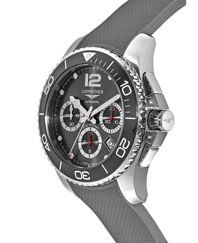 Longines HydroConquest Automatic Chronograph 43mm Grey Dial with Grey Rubber Srap Men's Watch L3.883.4.76.9商品第3张图片规格展示