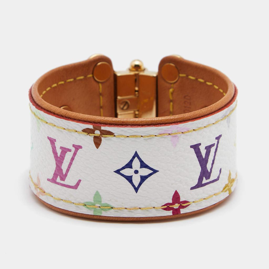 Louis Vuitton White Canvas Multicolor Monogram Gold Tone Metal Bracelet商品第3张图片规格展示