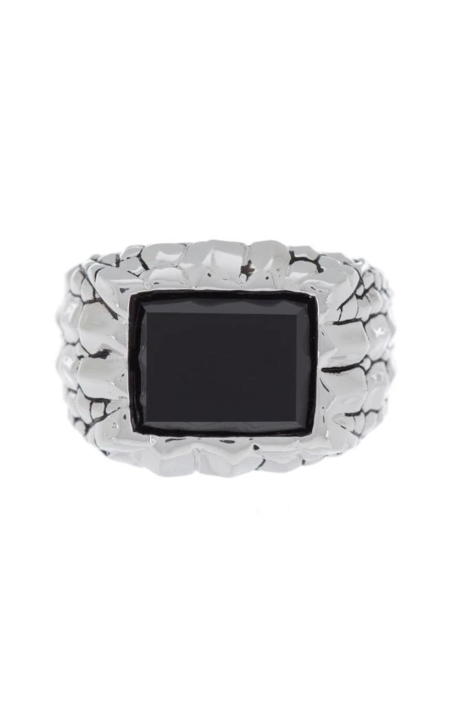 商品Effy|Sterling Silver Onyx Inlay Textured Ring - Size 10,价格¥700,第1张图片