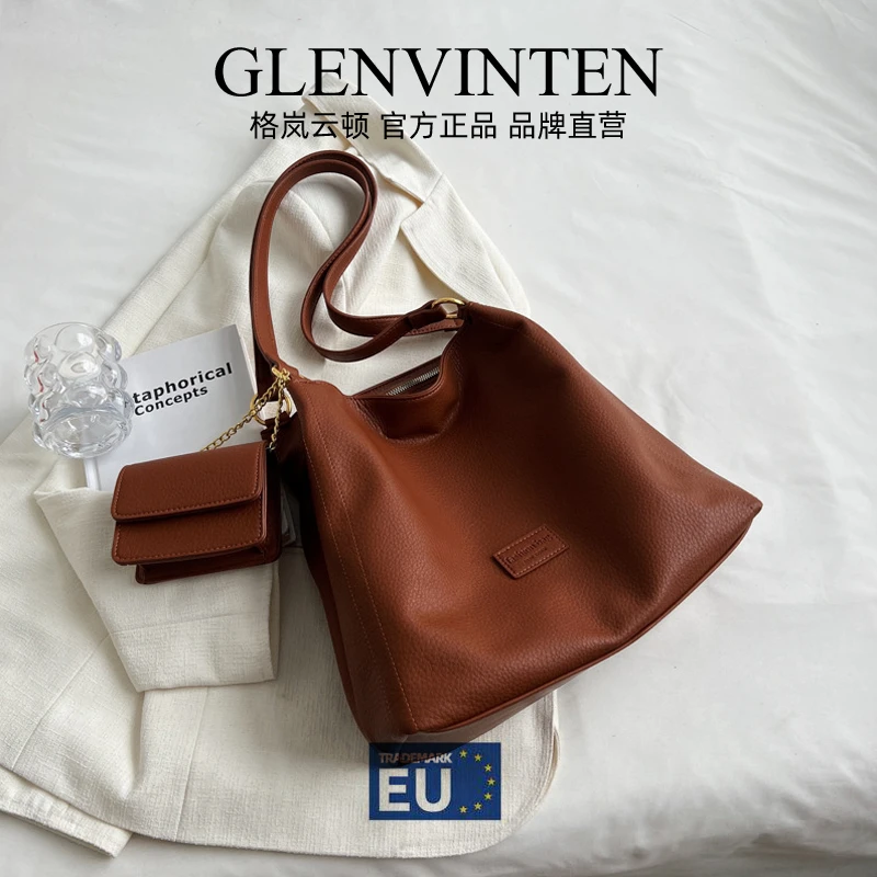 商品[国内直发] GLENVINTEN|格岚云顿复古通勤女包新款小众时尚托特包百搭秋冬大容量单肩包,价格¥179,第1张图片