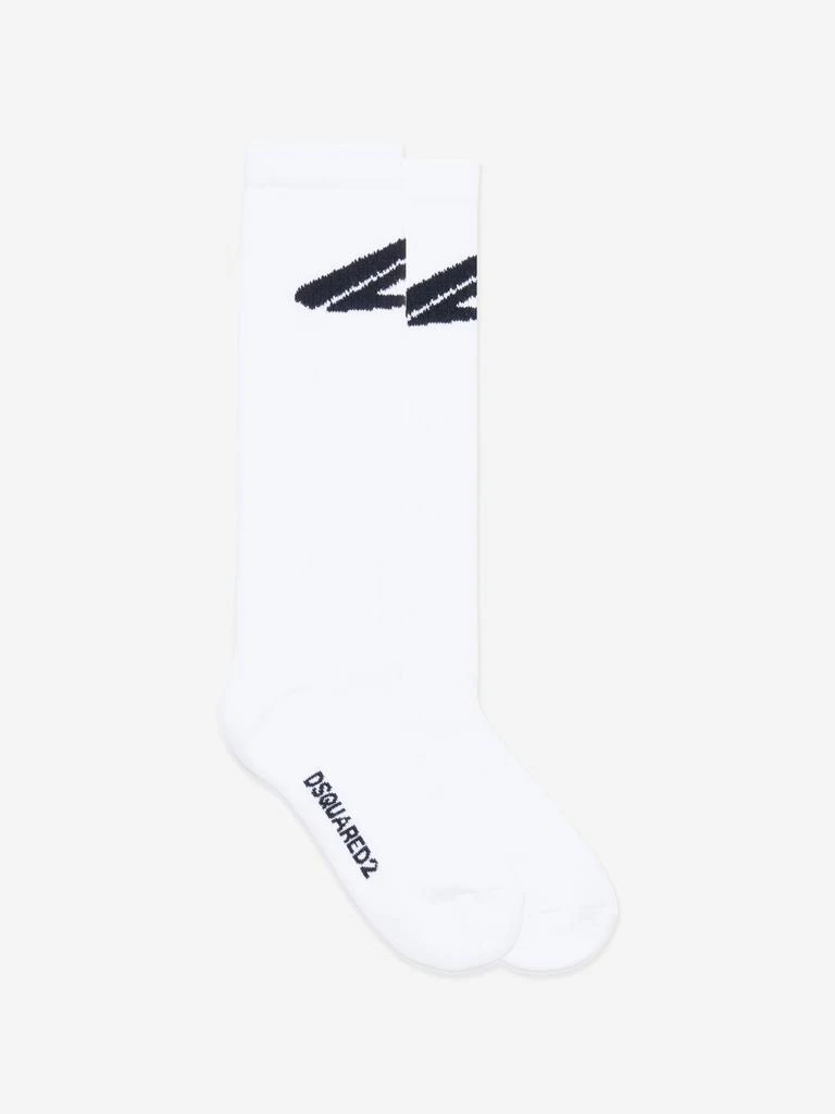 商品DSQUARED2|Dsquared2 Kids Icon Logo Socks in White,价格¥198,第2张图片详细描述