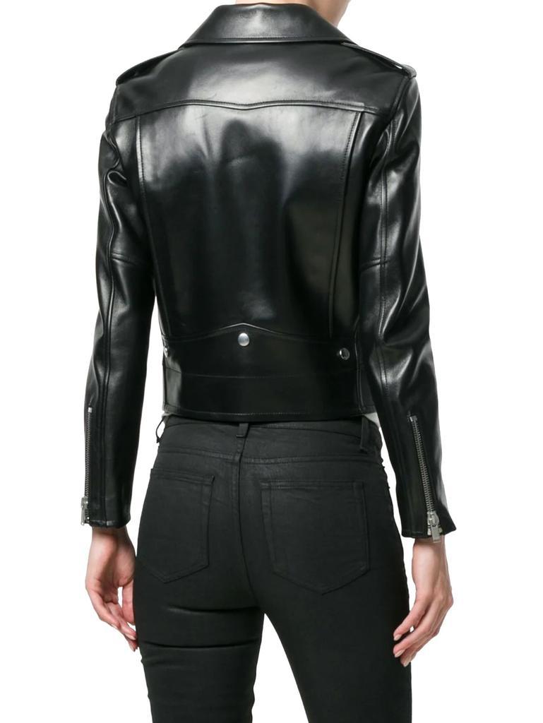 商品Yves Saint Laurent|Saint L AU Rent Women's  Black Leather Outerwear Jacket,价格¥26780-¥26930,第5张图片详细描述