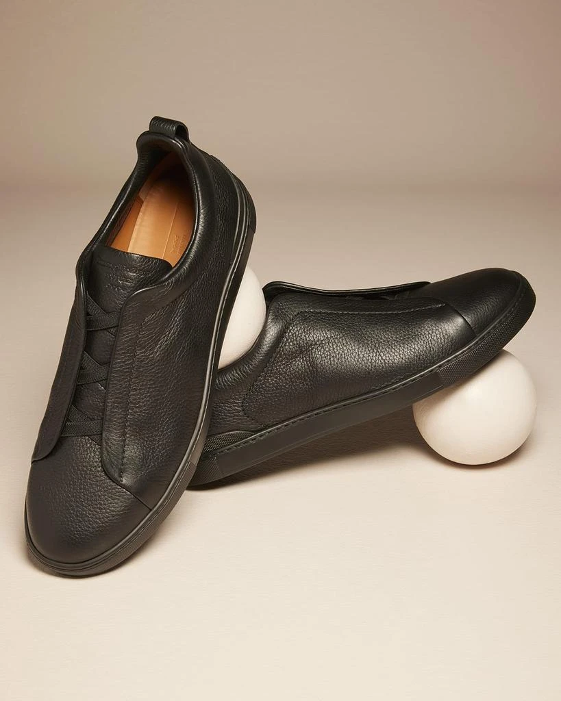 商品Zegna|Men's Triple Stitch Deerskin Leather Sneakers,价格¥8589,第2张图片详细描述