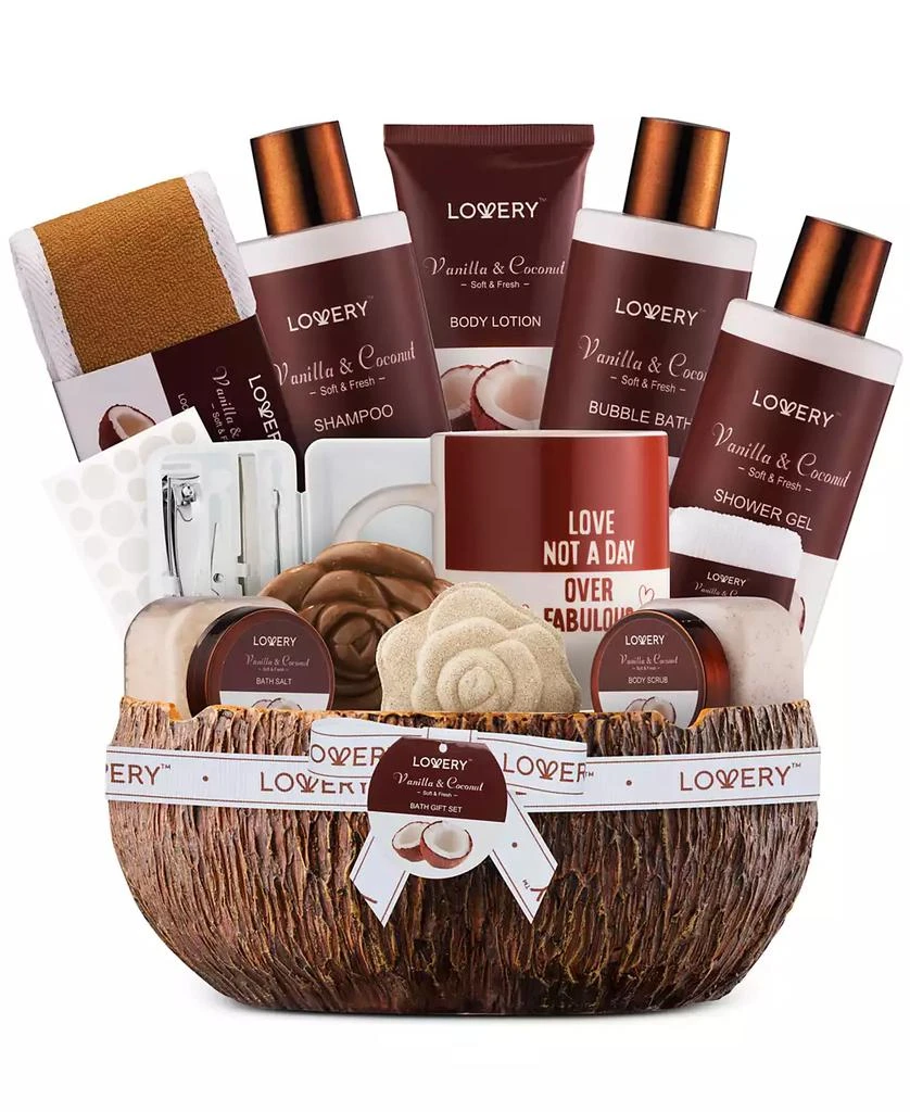 商品Lovery|Men's Gift Set, Bath and Shower Gift Basket, Coconut Body Care Set, Personal Self Care Kit with Ash Tray, 18 Piece,价格¥460,第1张图片