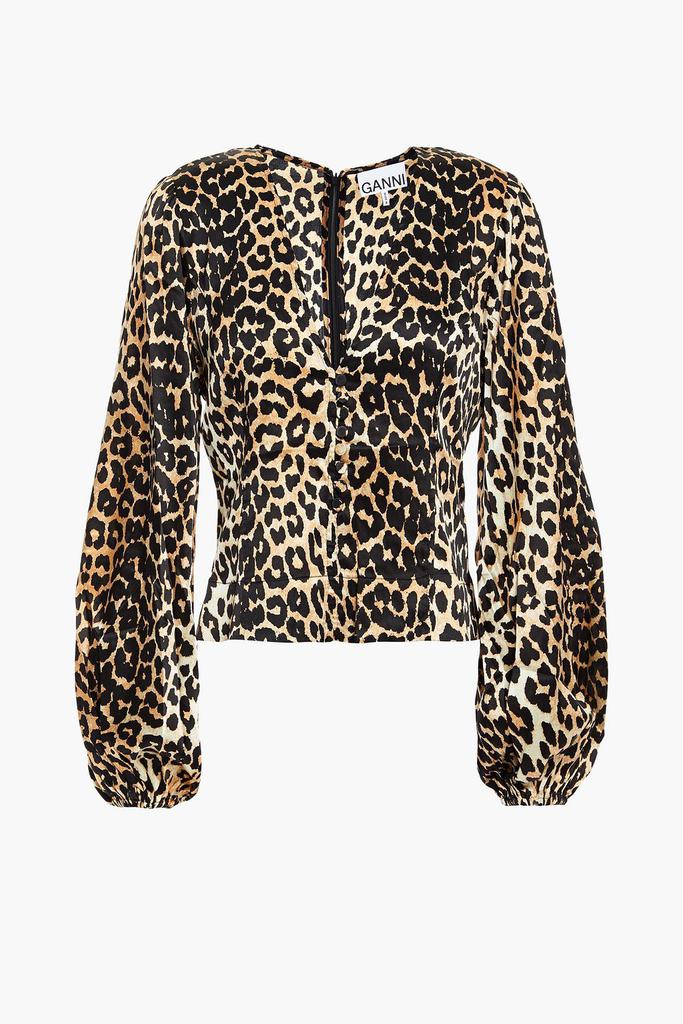 Leopard-print silk-blend satin top商品第1张图片规格展示
