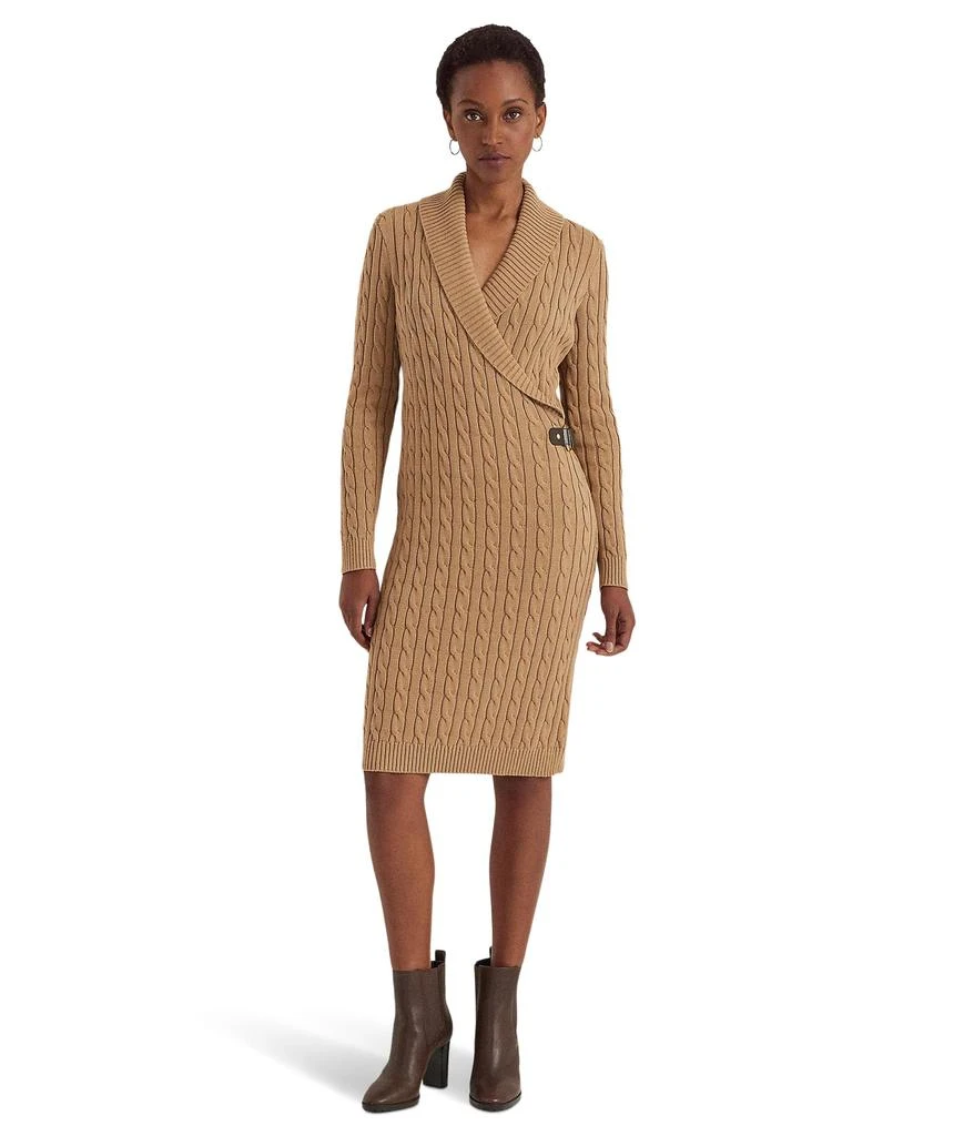商品Ralph Lauren|Cable-Knit Buckle-Trim Sweater Dress,价格¥1441,第1张图片