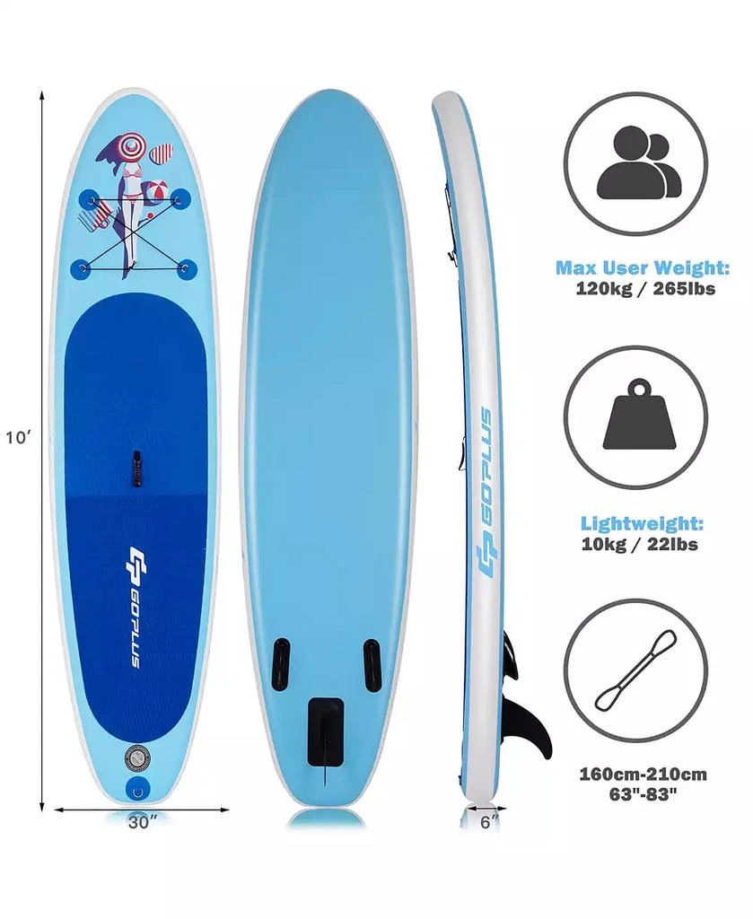 商品Costway|1 pcs 10' Inflatable Stand Up Paddle Board SUP Surfboard,价格¥1094,第3张图片详细描述