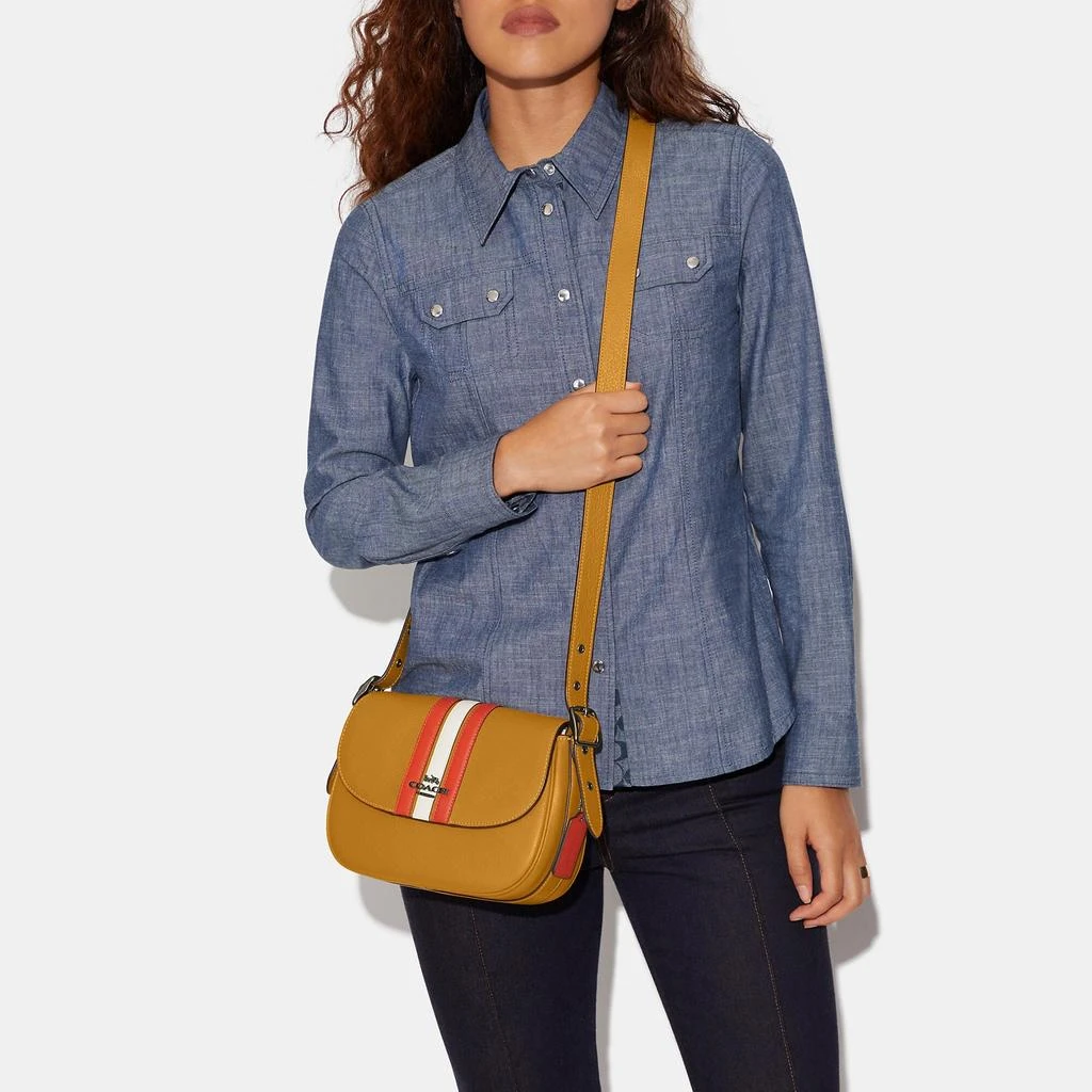 商品Coach|Coach Outlet Macie Saddle Bag Varsity Stripe,价格¥862,第3张图片详细描述