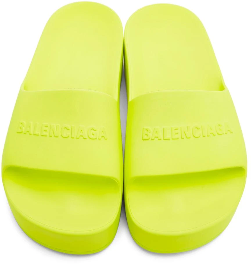 商品Balenciaga|Yellow Chunky Platform Slides,价格¥2332,第5张图片详细描述