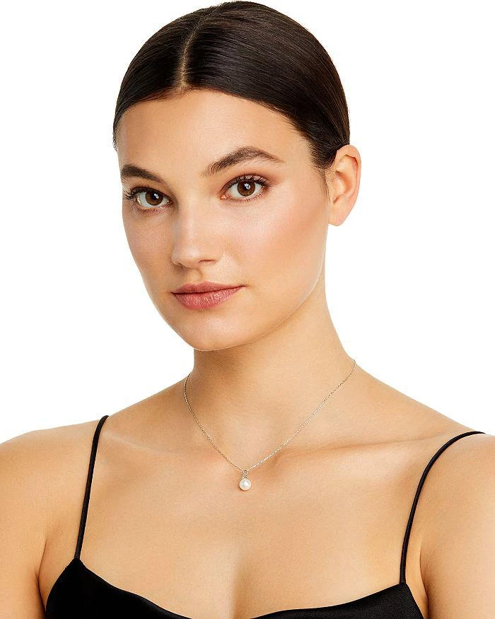 商品Bloomingdale's|Diamond & Cultured Freshwater Pearl Pendant Necklace in 14K White Gold, 16",价格¥3023,第2张图片详细描述