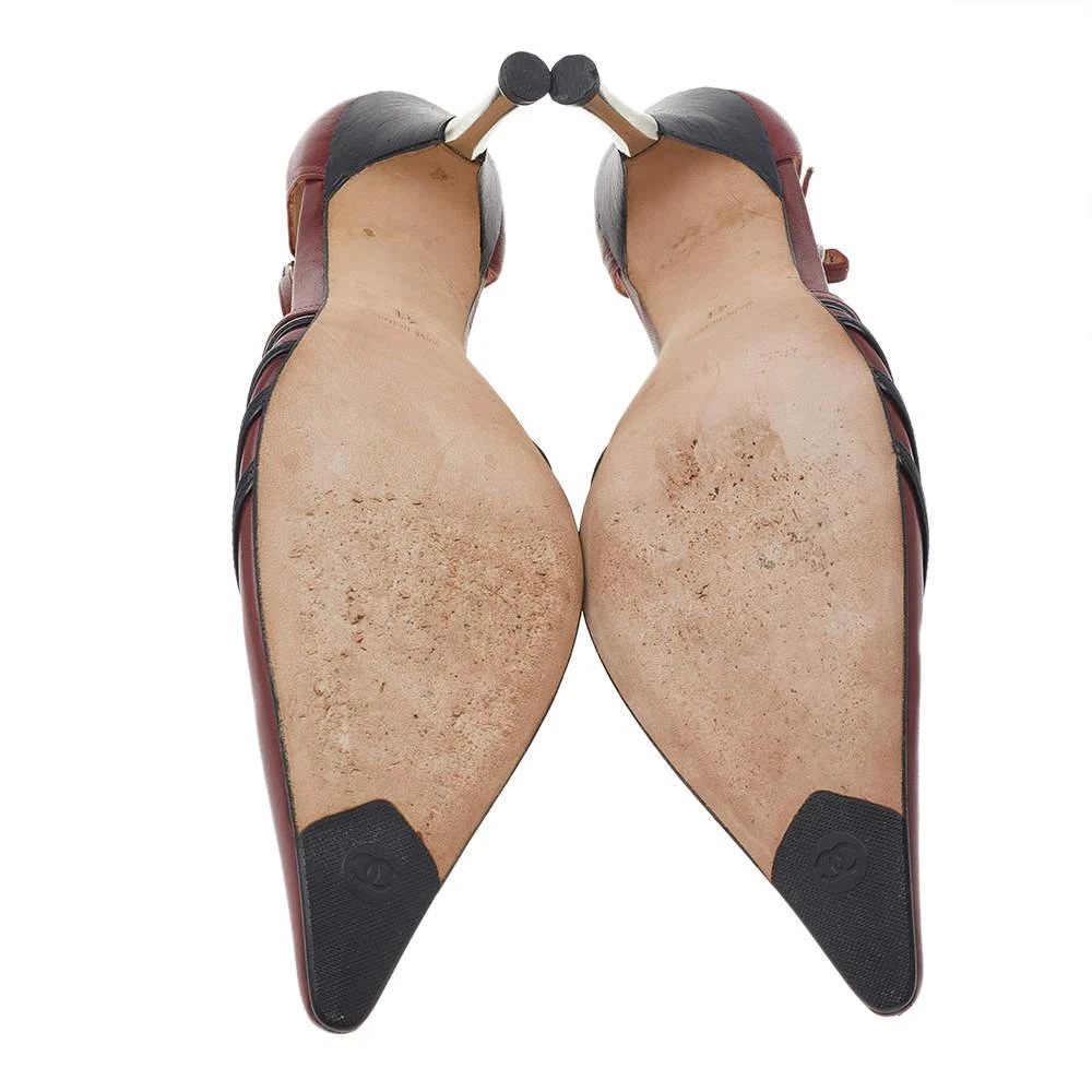 Chanel Red/Black Leather T Strap D'orsay Pumps Size 41 商品