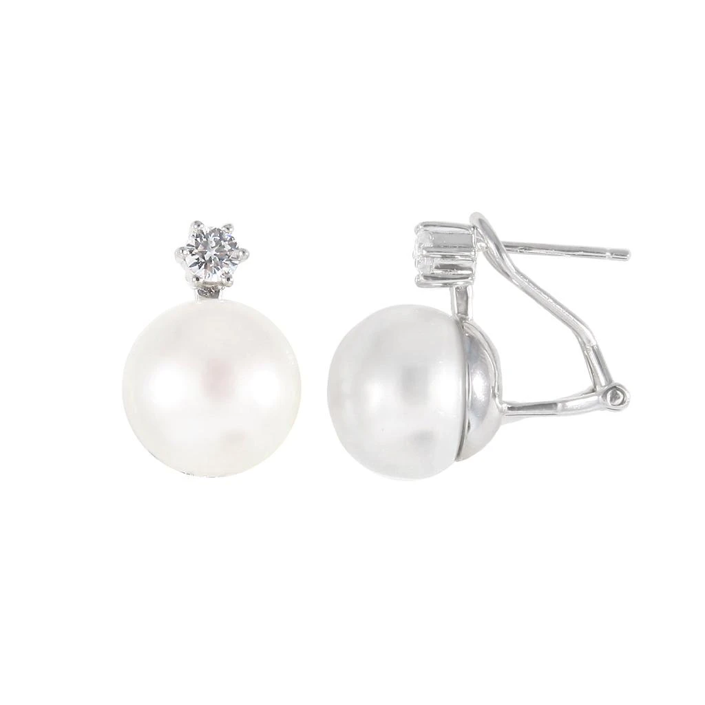 商品Splendid Pearls|CZ Accented 12-12.5mm Freshwater Pearl Earrings,价格¥232,第1张图片