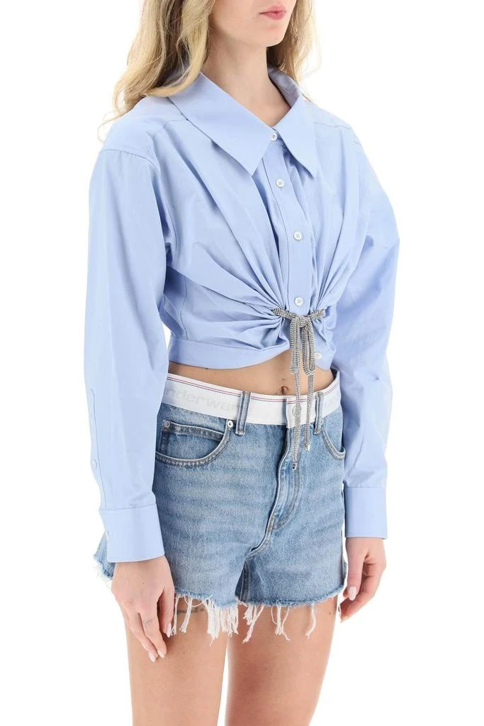 商品Alexander Wang|Cropped shirt with rhinestone ribbon,价格¥1809,第3张图片详细描述