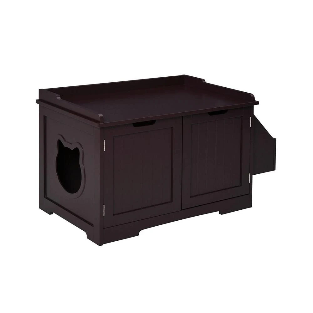 商品PawHut|Wood Kitty Washroom Home with Tabletop and Storage Rack,价格¥949,第1张图片