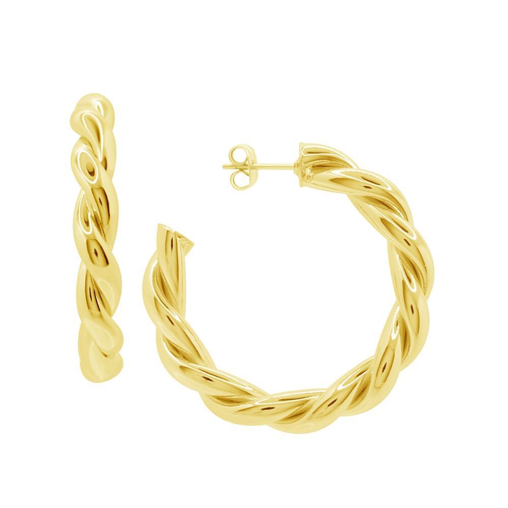 商品Essentials|High Polished Twist C Hoop Post Earring, Gold Plate,价格¥92,第1张图片