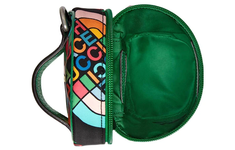 商品[国内直发] Gucci|古驰 x The North Face北面 联名款 Logo印花拉链 再生尼龙 圆筒包水壶包单肩斜挎包 女款 黑色/绿色 #潮酷推荐#,价格¥6657,第9张图片详细描述