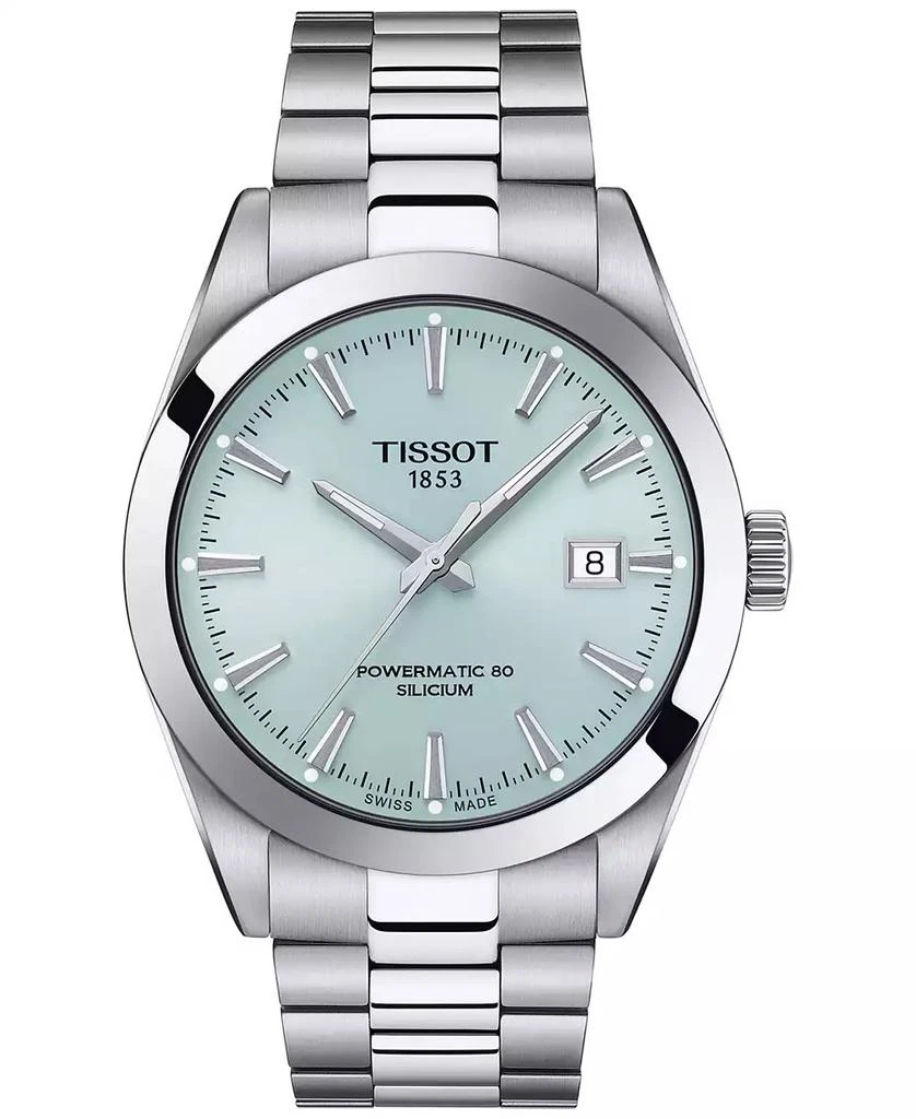 商品Tissot|Men's Swiss Automatic Gentleman Powermatic 80 Silicium Stainless Steel Bracelet 40mm,价格¥6518,第1张图片
