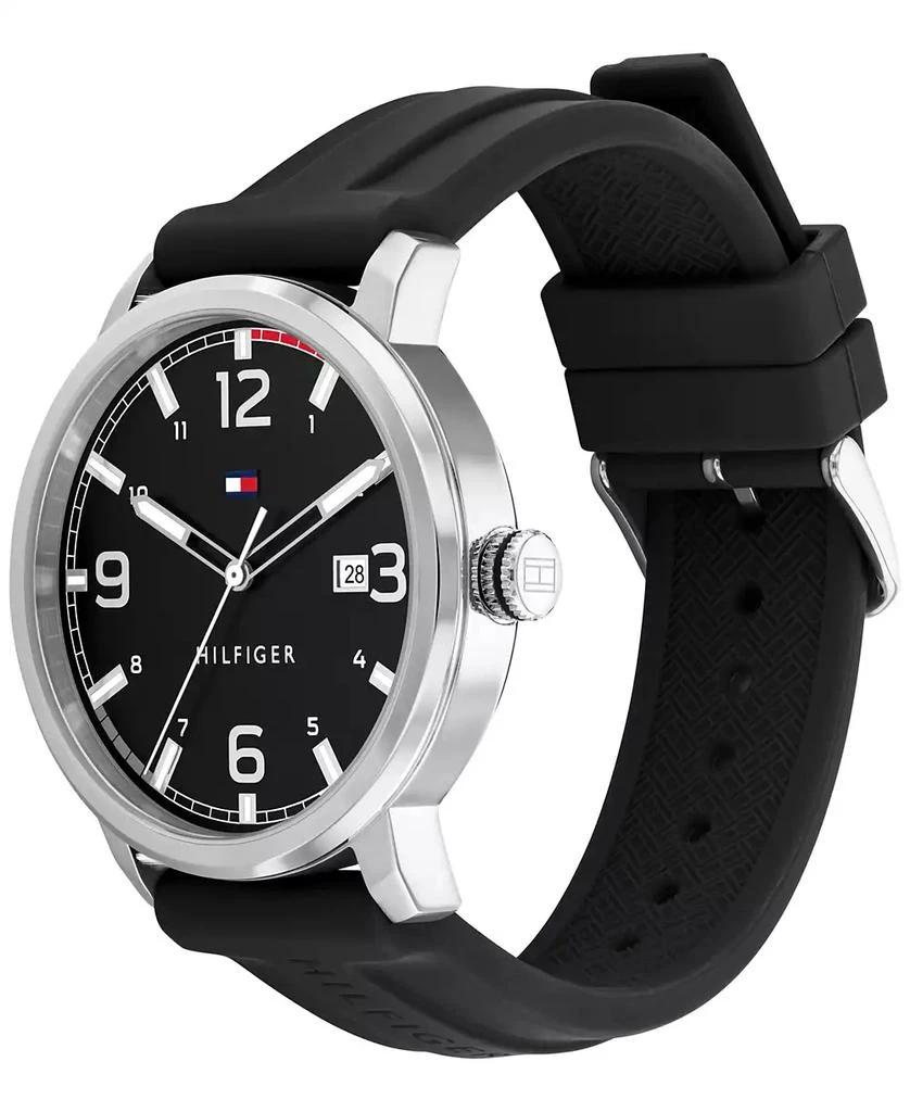 商品Tommy Hilfiger|Men's Black Silicone Strap Watch 46mm, Created for Macy's,价格¥546,第2张图片详细描述
