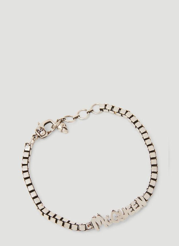 商品Alexander McQueen|Graffiti Logo Bracelet in Silver,价格¥2730,第1张图片