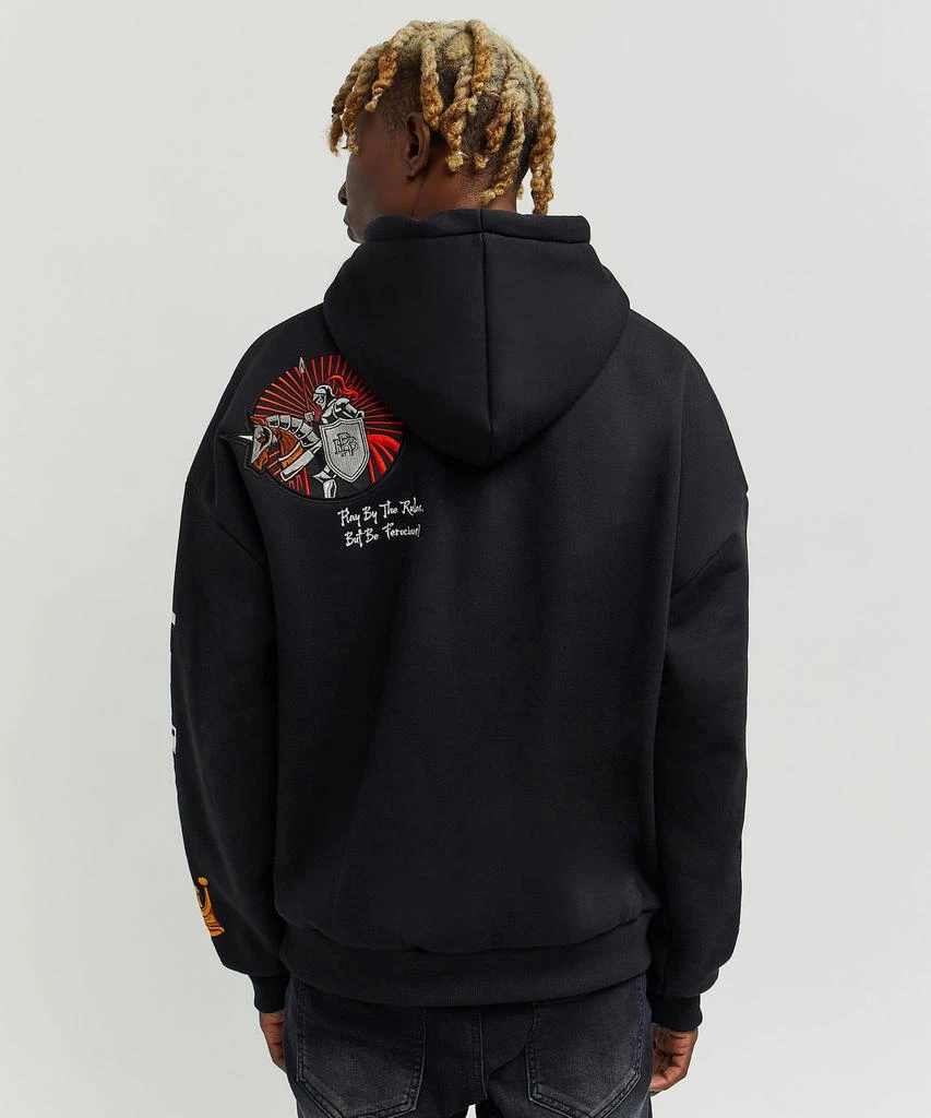 商品Reason Clothing|Oversized Checkmate Multi Embroidery Patched Sleeve Print Hoodie,价格¥111,第2张图片详细描述