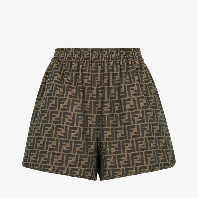 商品Fendi|FENDI 女士棕色帆布FF提花短裤 FR6259-A5W3-F118W,价格¥4391,第1张图片