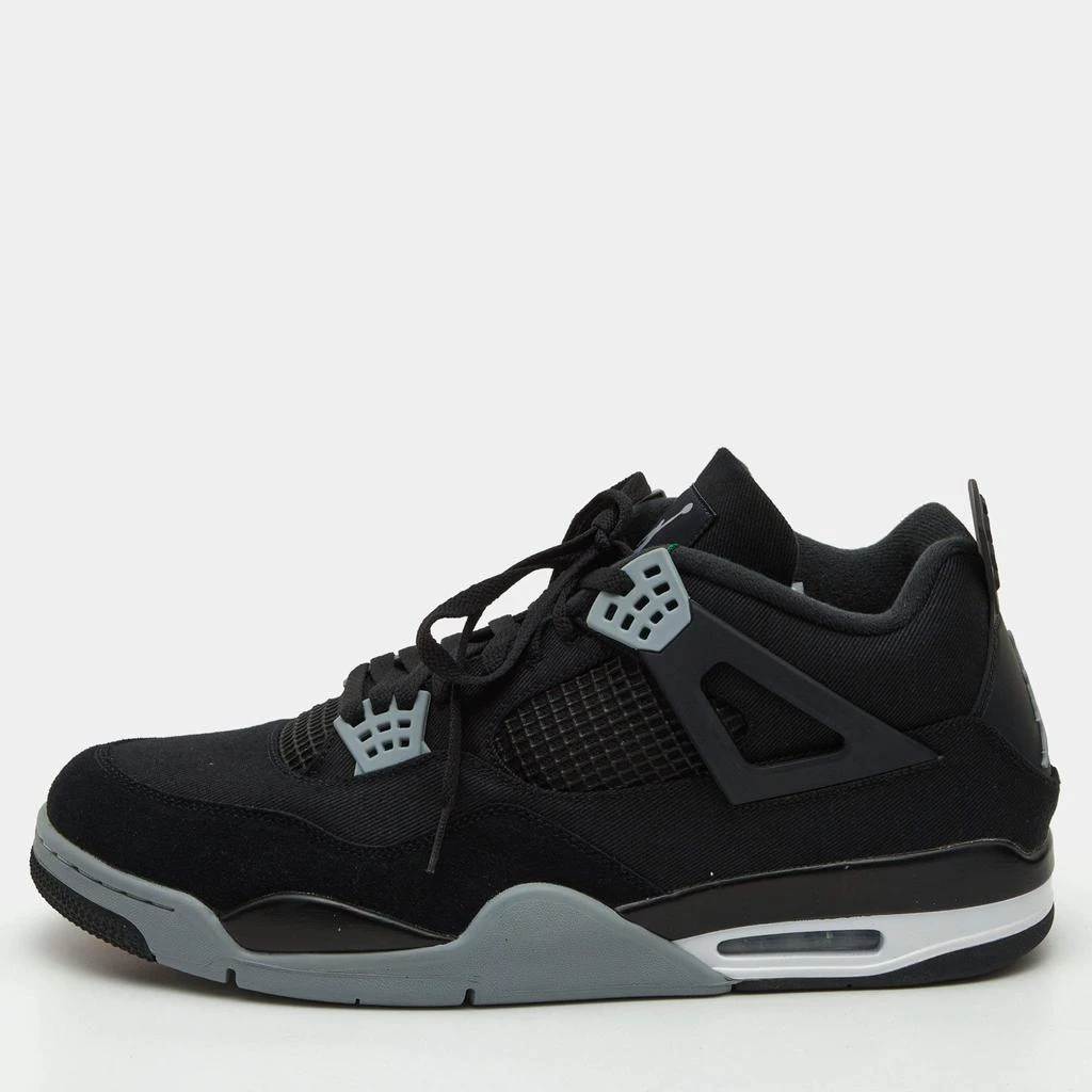 商品Jordan|Air Jordans Black Canvas and Suede Jordan 4 Retro Sneakers Size 50.5,价格¥3172,第1张图片