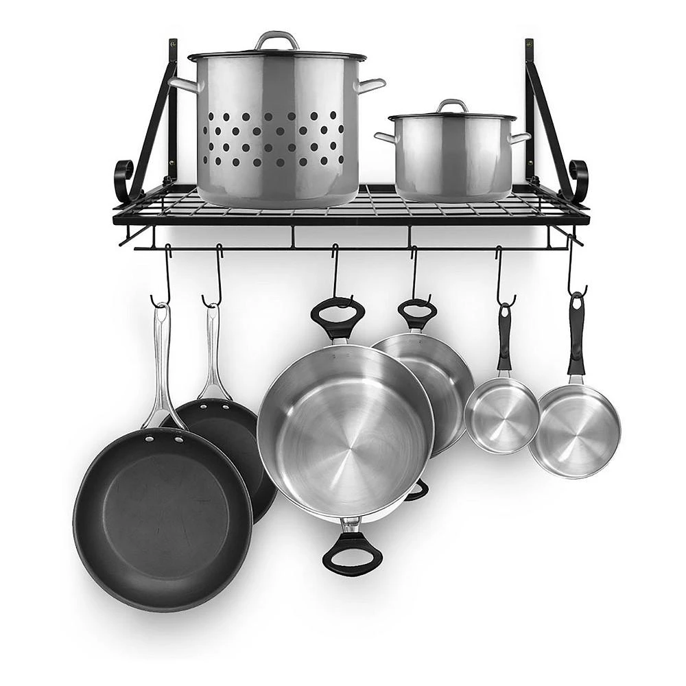 商品Sorbus|Kitchen Wall Pot Pan Rack with 10 Hooks,价格¥430,第1张图片