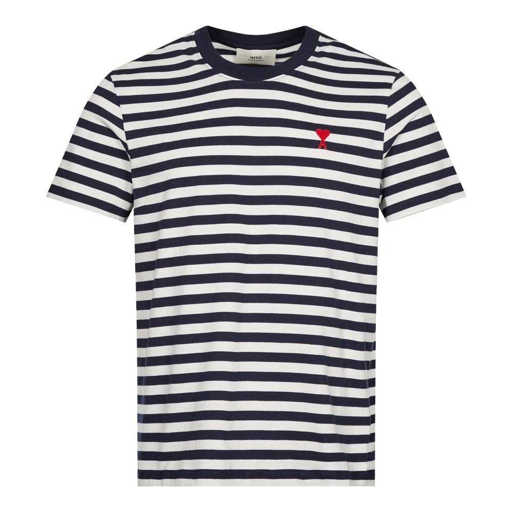 商品AMI|Ami Paris Striped T-Shirt - Nautic Blue /  Natural,价格¥687,第1张图片