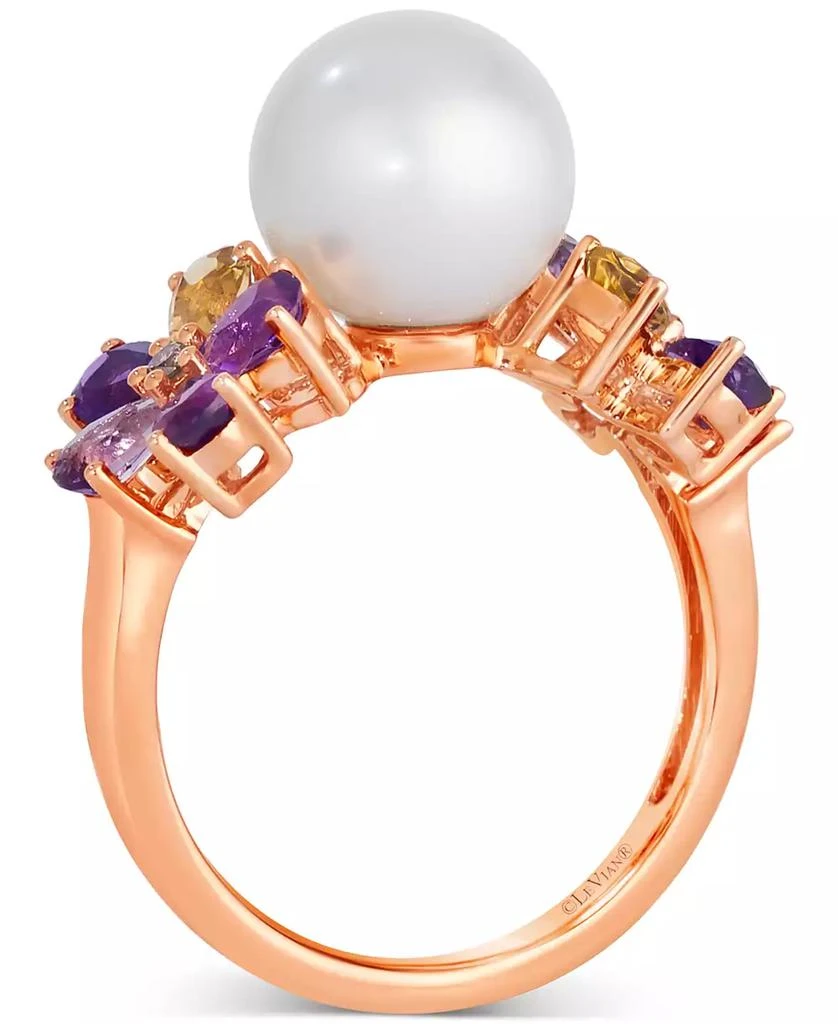 商品Le Vian|Vanilla Pearl (9-1/2mm), Multi-Gemstone (1-1/3 ct. t.w.), & Nude Diamond Accent Flower Ring in 14k Rose Gold,价格¥4202,第2张图片详细描述