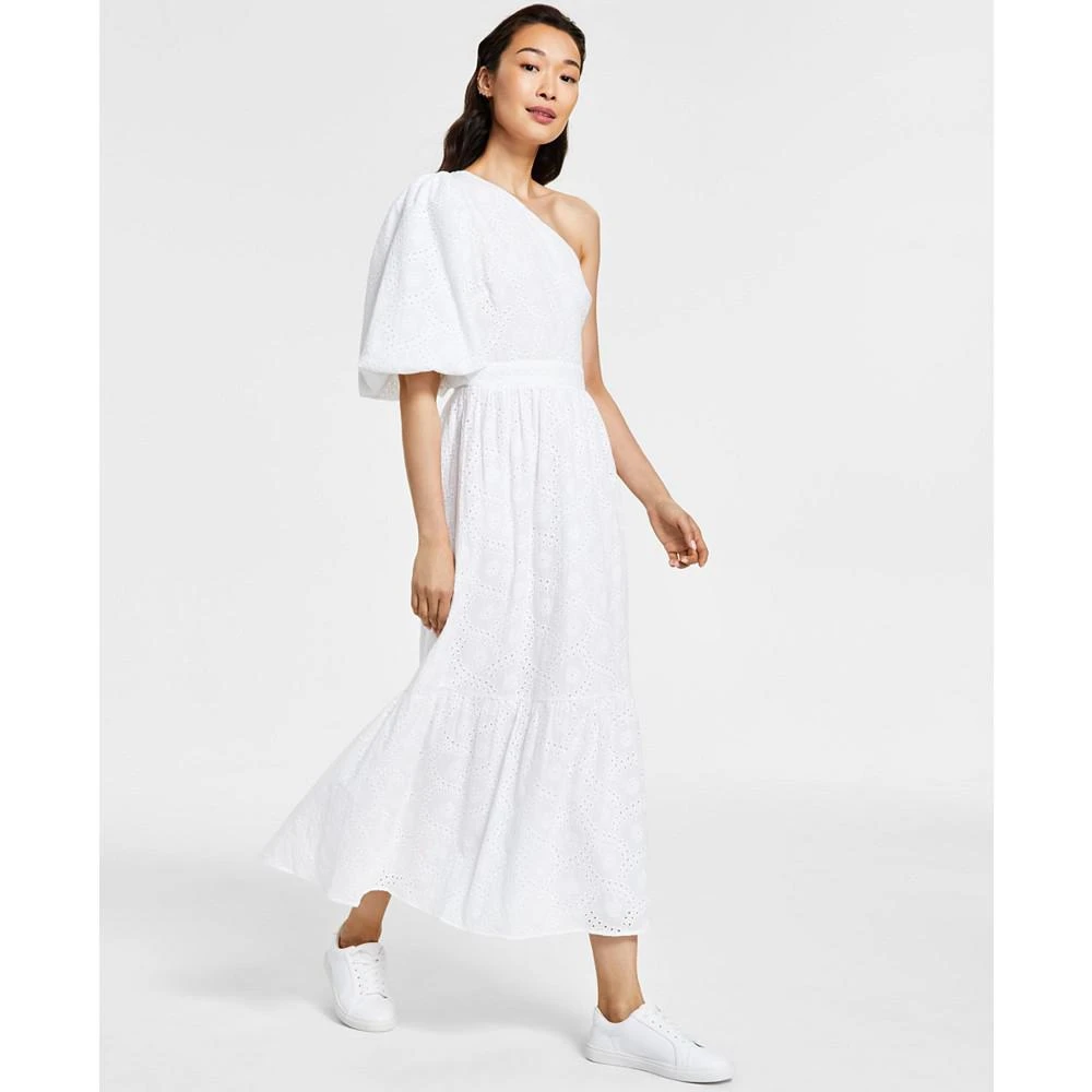 商品RACHEL Rachel Roy|Women's Cotton Eyelet One-Shoulder Maxi Dress,价格¥473,第3张图片详细描述